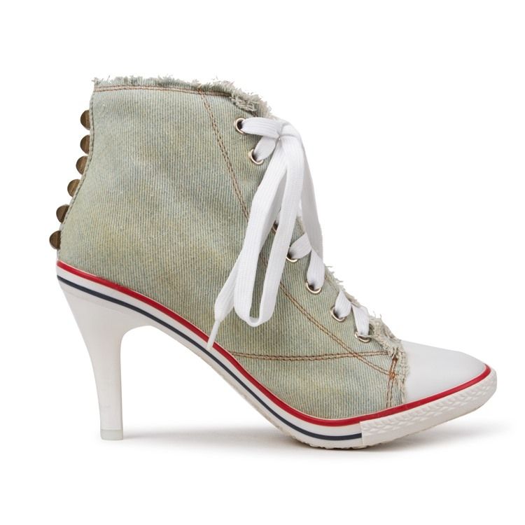 Rebites Femininos Decoração Com Cadarços De Lona Botas De Salto Alto