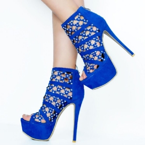 Sandálias Femininas De Strass Peep Toe De Salto Alto Ultra-alto