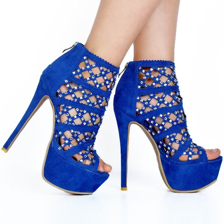 Sandálias Femininas De Strass Peep Toe De Salto Alto Ultra-alto