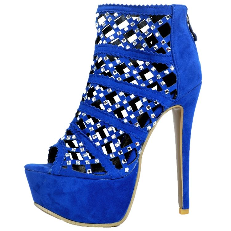 Sandálias Femininas De Strass Peep Toe De Salto Alto Ultra-alto
