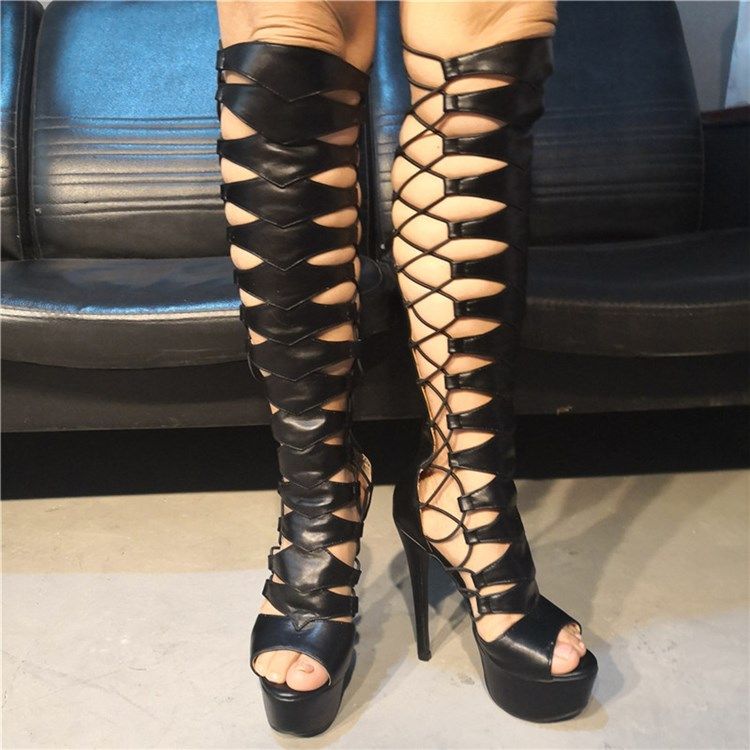 Toe Redondo Back Zip Platform Botas Altas De Joelho Feminino