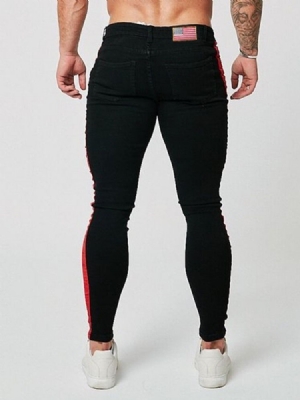 Bloco De Cores Do Botão Calça Casual Masculina