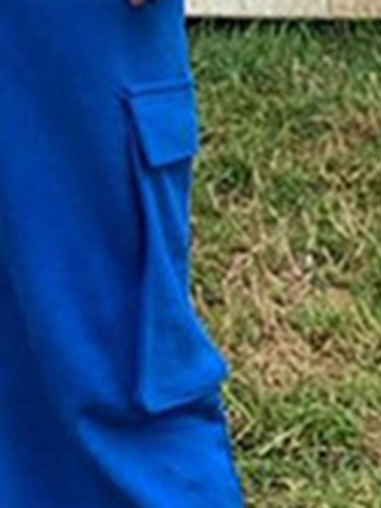 Bolso Feminino Liso Solto Reto Longo Calça Casual De Comprimento Total