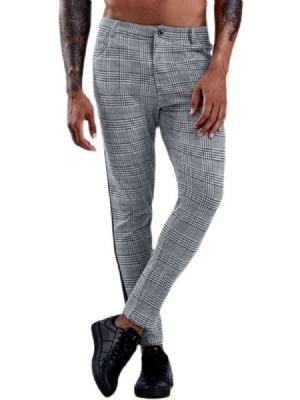 Calça Blazer Masculina Patchwork Xadrez Reto