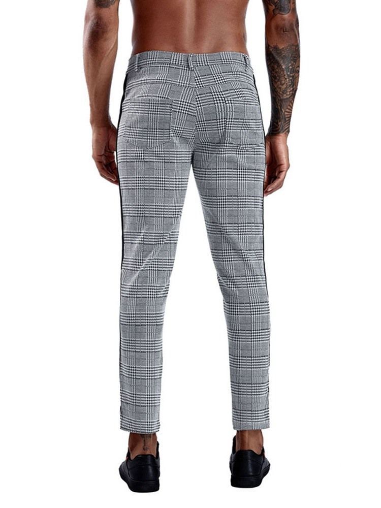 Calça Blazer Masculina Patchwork Xadrez Reto
