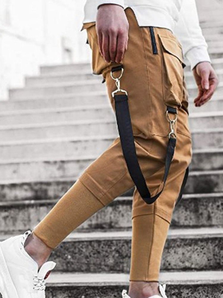 Calça De Bolso Cintura Média Outono Casual Masculino