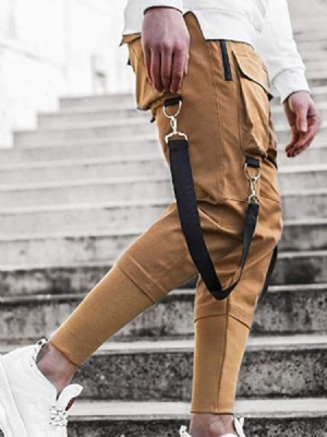 Calça De Bolso Cintura Média Outono Casual Masculino