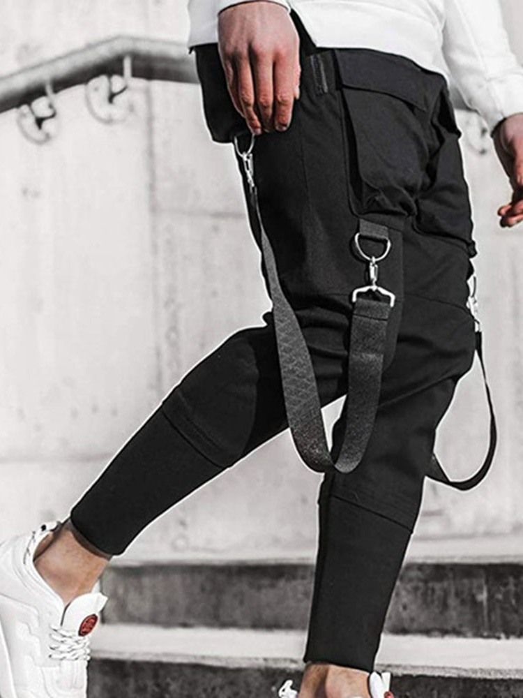 Calça De Bolso Cintura Média Outono Casual Masculino