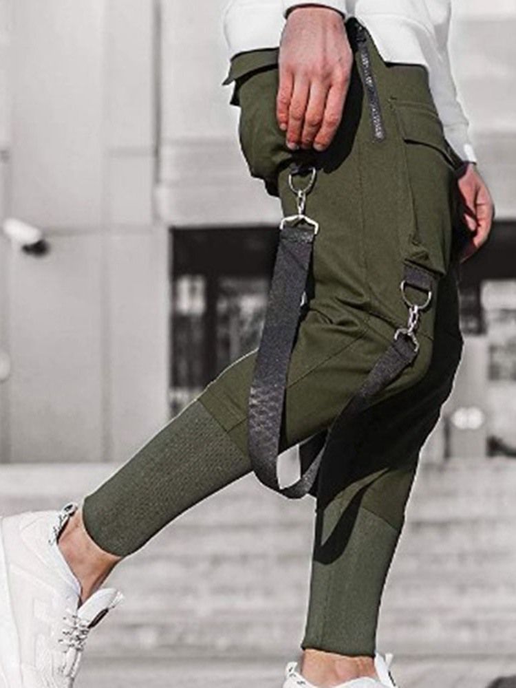 Calça De Bolso Cintura Média Outono Casual Masculino