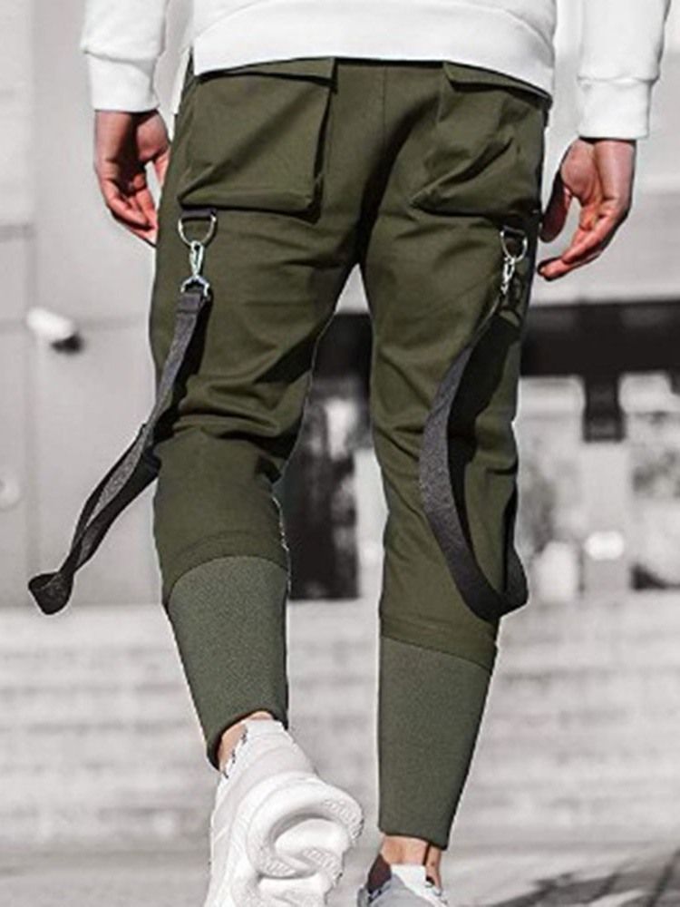Calça De Bolso Cintura Média Outono Casual Masculino