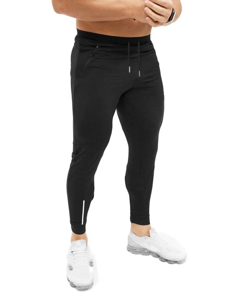 Calça Casual Com Cordões Simples Folgados Elásticos Masculinos De Primavera
