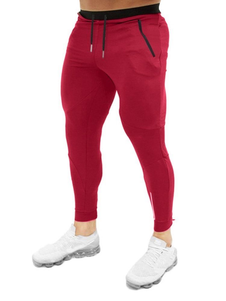 Calça Casual Com Cordões Simples Folgados Elásticos Masculinos De Primavera