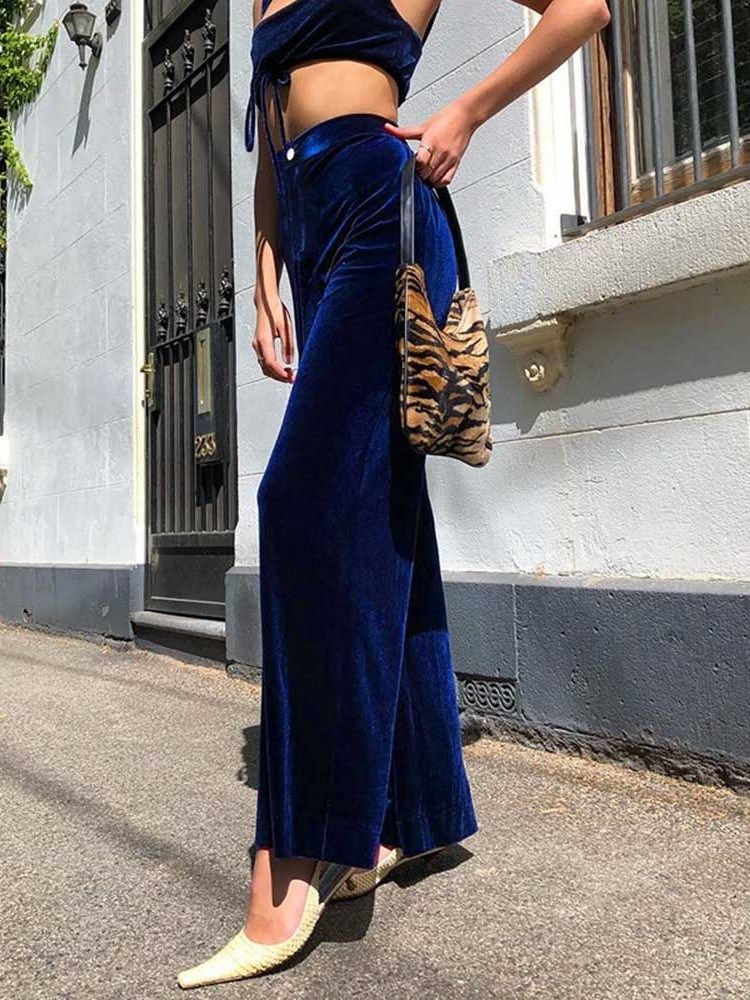 Calça Casual Feminina Com Cintura Alta E Cintura Alta