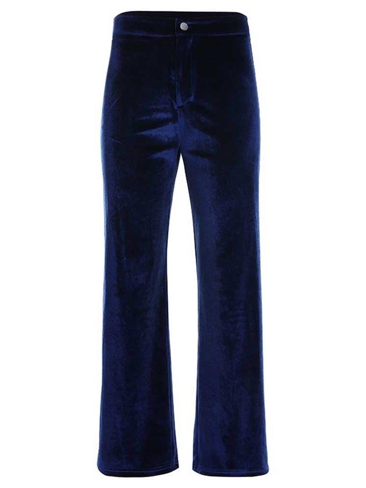 Calça Casual Feminina Com Cintura Alta E Cintura Alta