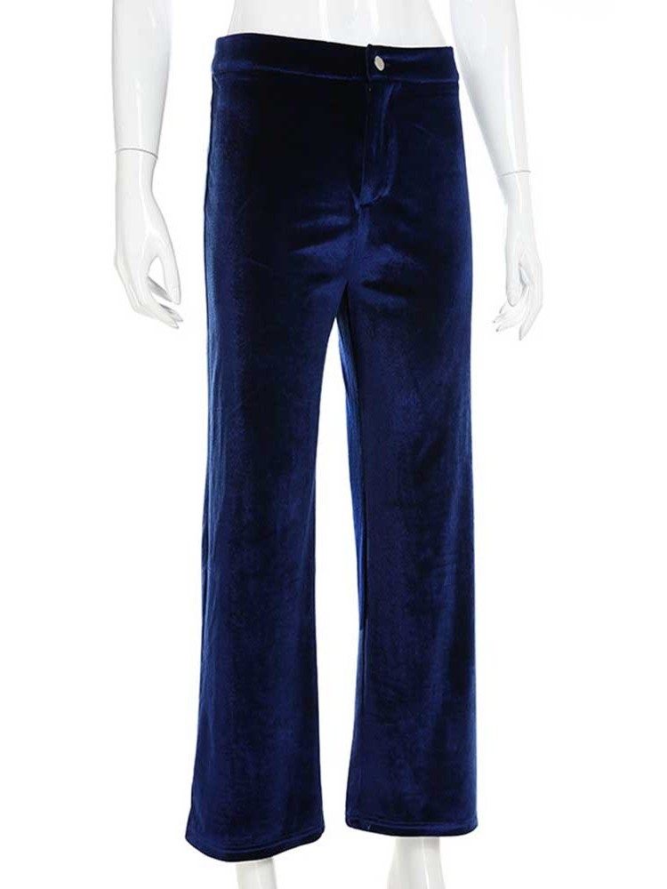 Calça Casual Feminina Com Cintura Alta E Cintura Alta