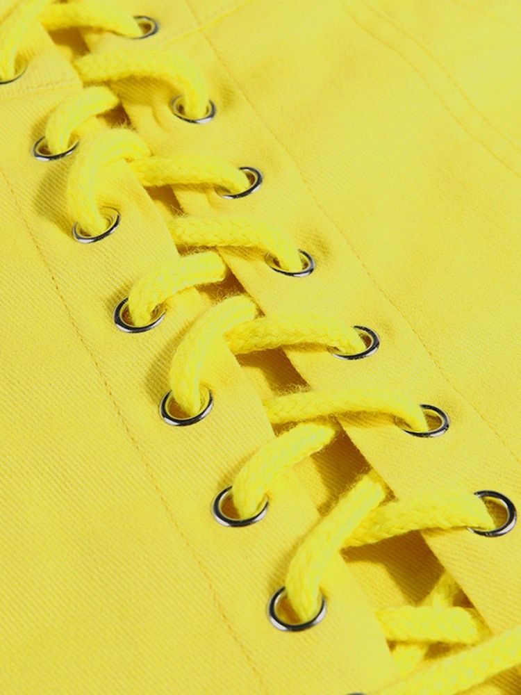 Calça Casual Feminina Com Cordões Simples E Finos Na Altura Do Tornozelo