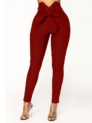 Calça Casual Feminina Com Zíper Plain Skinny Completo