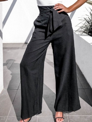 Calça Casual Feminina Liso Solta Com Corda