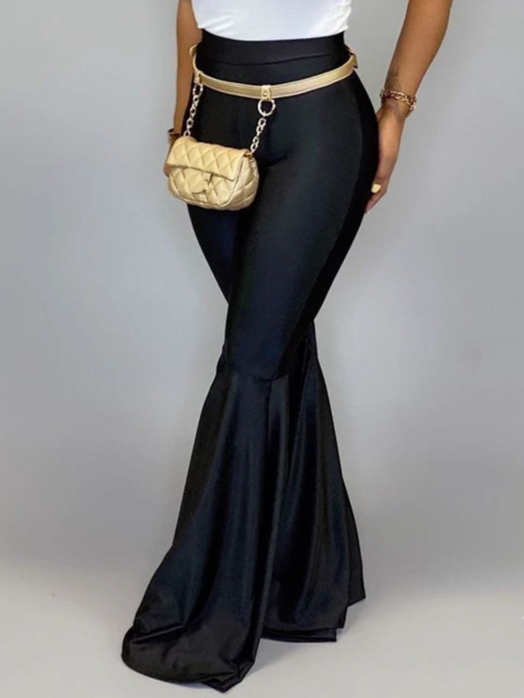 Calça Casual Feminina Magra Comprimento Total Bellbottoms