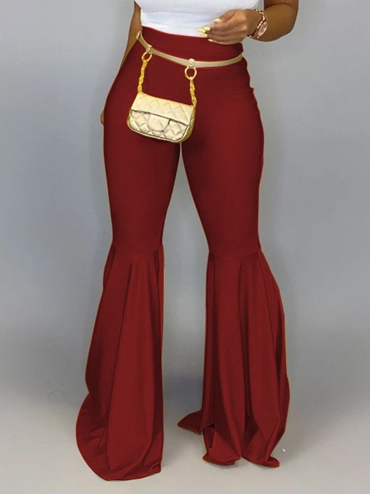Calça Casual Feminina Magra Comprimento Total Bellbottoms