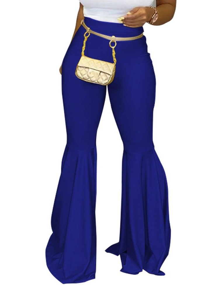 Calça Casual Feminina Magra Comprimento Total Bellbottoms