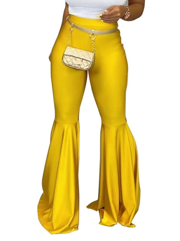 Calça Casual Feminina Magra Comprimento Total Bellbottoms