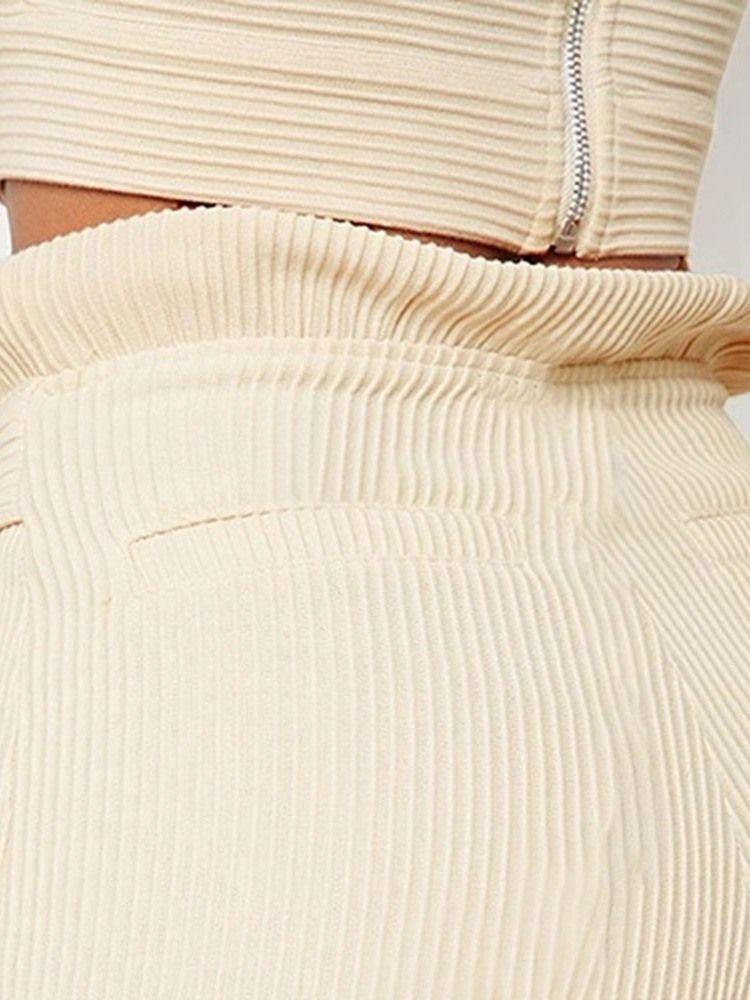 Calça Casual Feminina Simples Renda Slim Comprimento Completo Cintura Alta