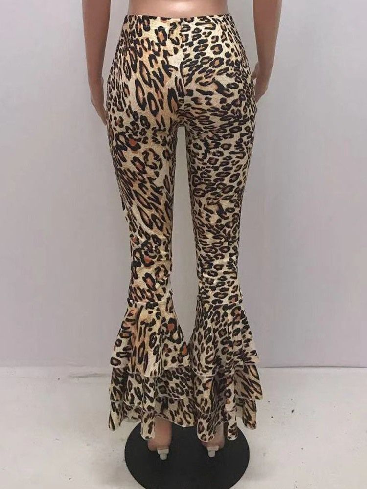 Calça Casual Feminina Slim 3d Leopard Bellbottoms