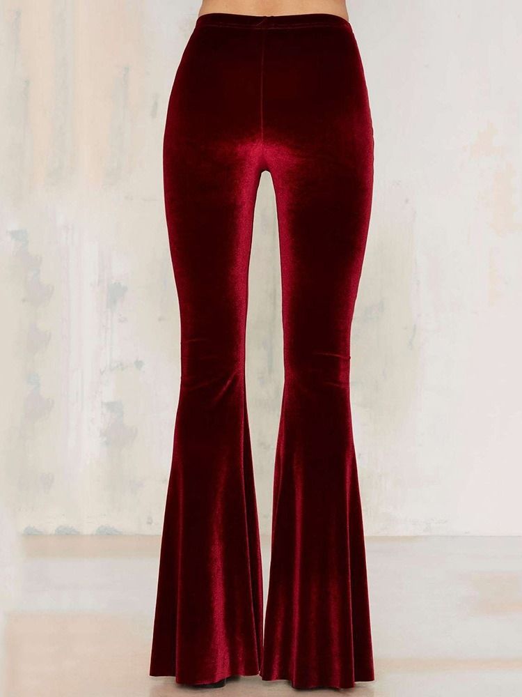 Calça Casual Feminina Slim Bellbottoms De Cintura Alta