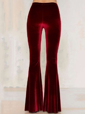 Calça Casual Feminina Slim Bellbottoms De Cintura Alta