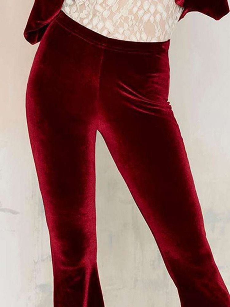 Calça Casual Feminina Slim Bellbottoms De Cintura Alta
