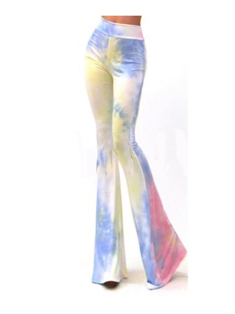 Calça Casual Flare Com Bloco De Cores Slim Feminino