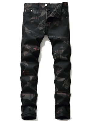 Calça Casual Four Seasons Com Estampa Masculina De Cintura Média
