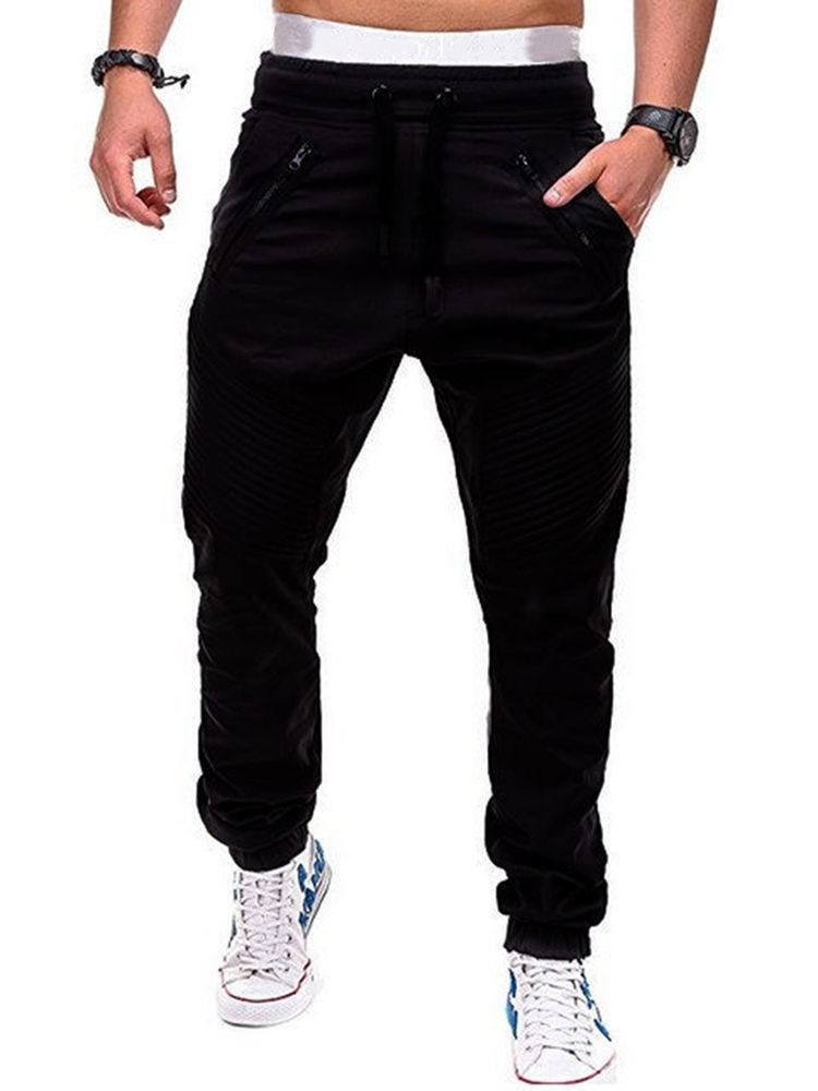 Calça Casual Lisa Reta Fina De Renda Masculina Oliva Casual