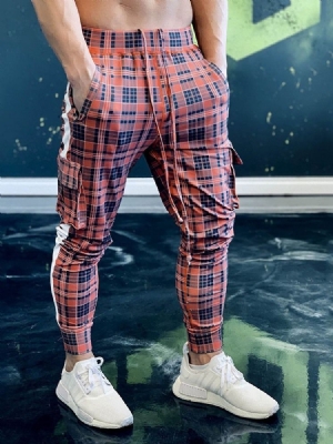 Calça Casual Masculina De Bolso Xadrez