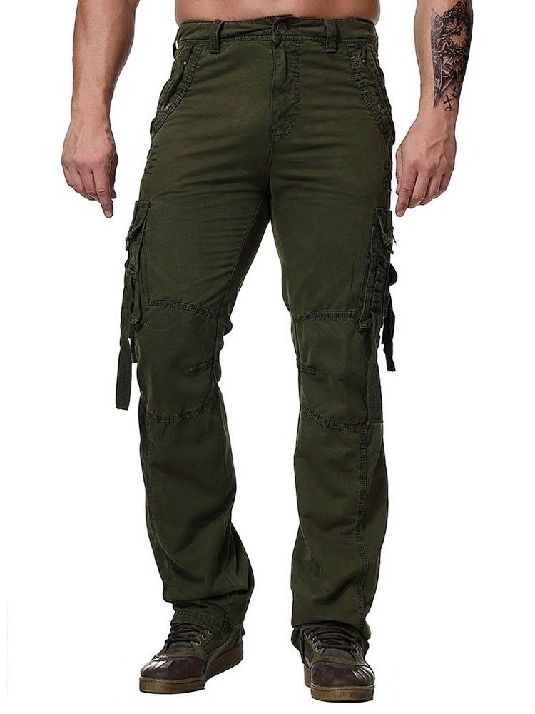 Calça Casual Masculina De Botão Liso Four Seasons