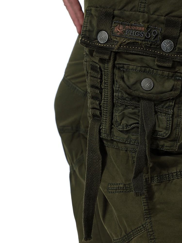 Calça Casual Masculina De Botão Liso Four Seasons
