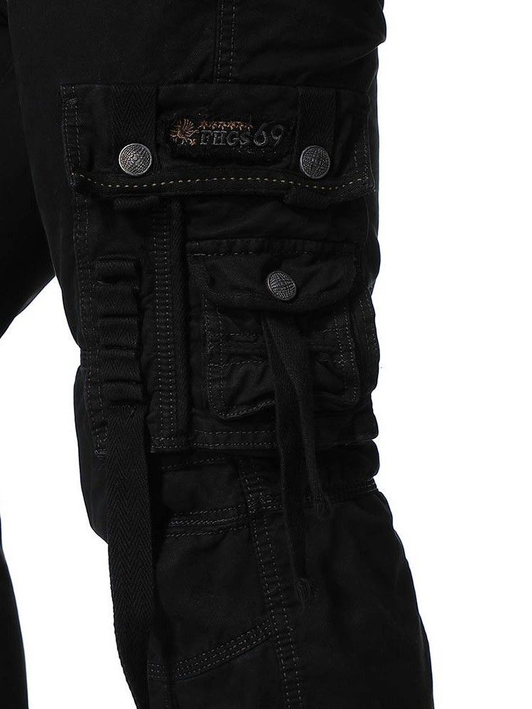 Calça Casual Masculina De Botão Liso Four Seasons
