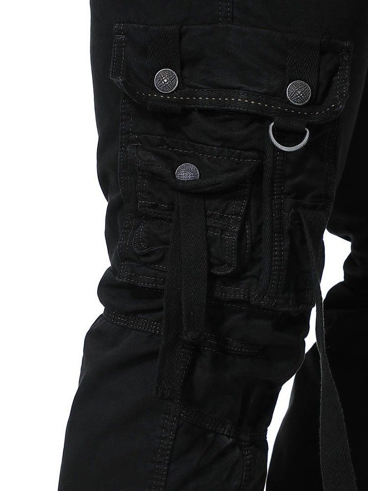 Calça Casual Masculina De Botão Liso Four Seasons