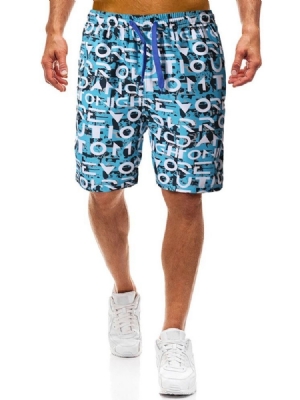 Calça Casual Masculina Carta Bolso Reto Com Corda