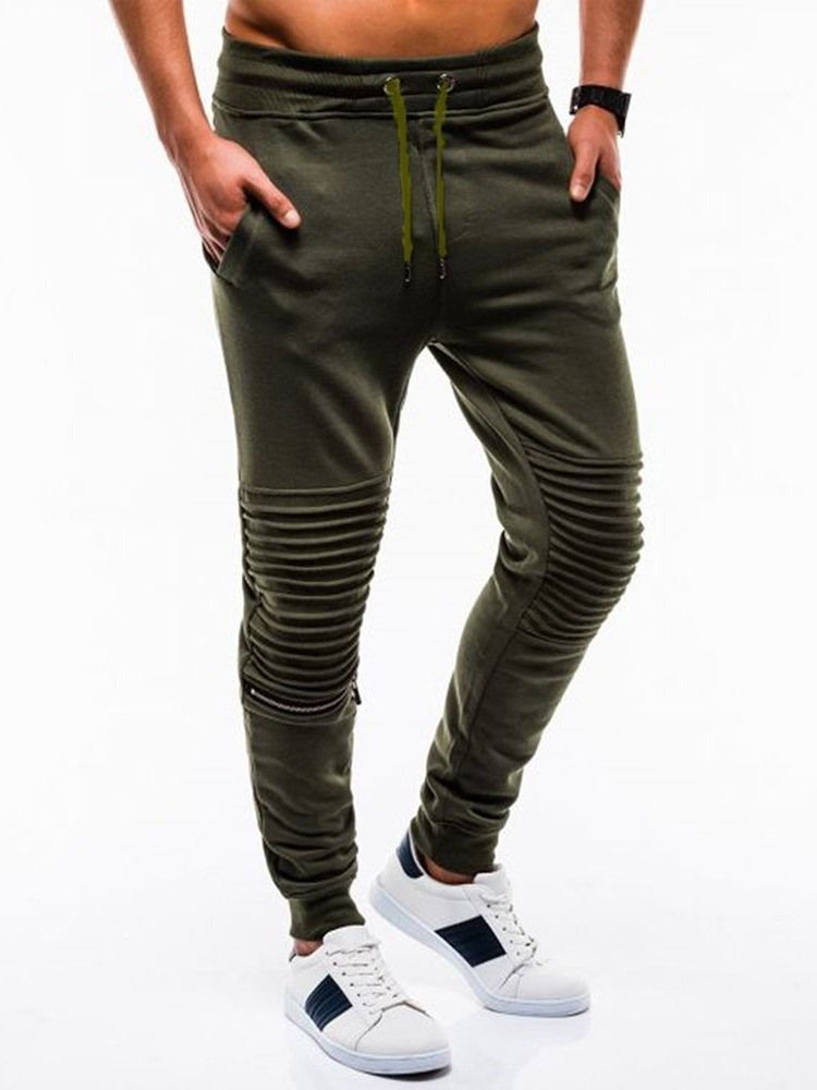 Calça Casual Masculina De Cintura Média Com Bolso Liso