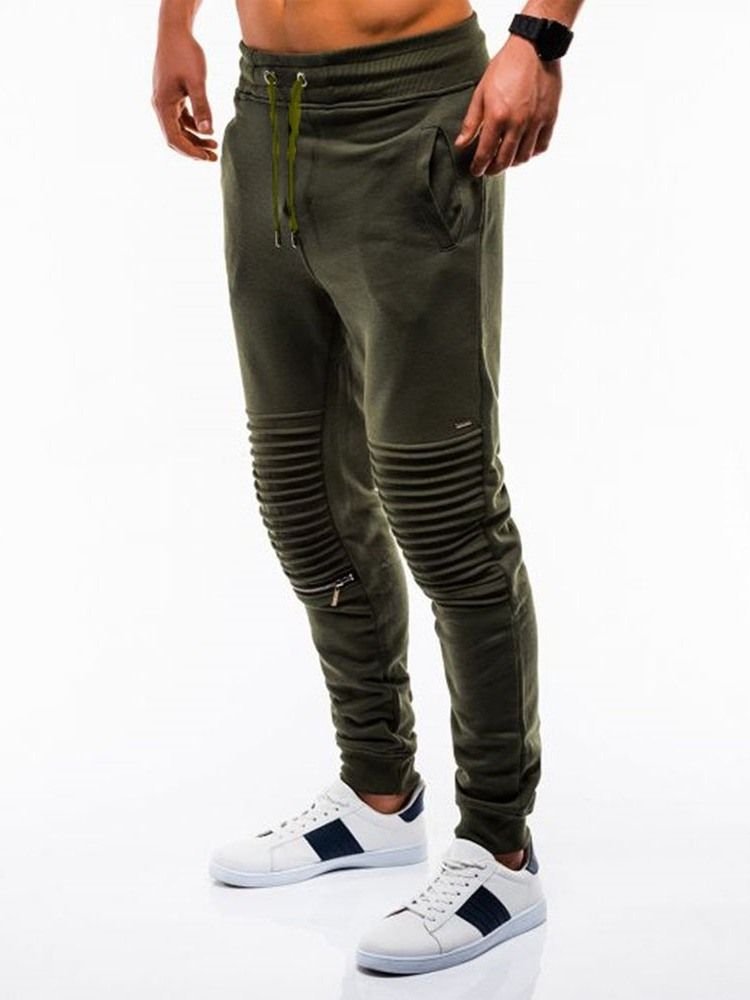 Calça Casual Masculina De Cintura Média Com Bolso Liso