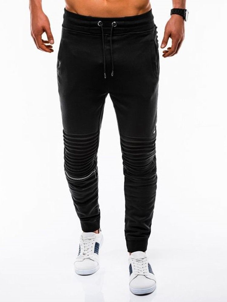 Calça Casual Masculina De Cintura Média Com Bolso Liso