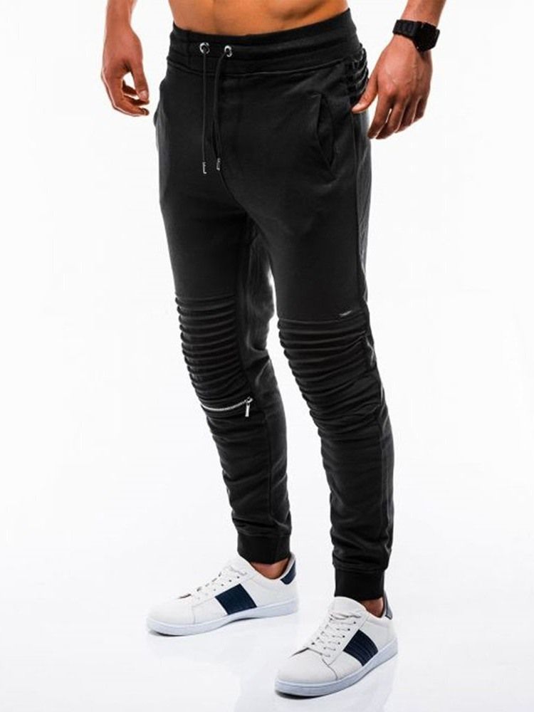 Calça Casual Masculina De Cintura Média Com Bolso Liso