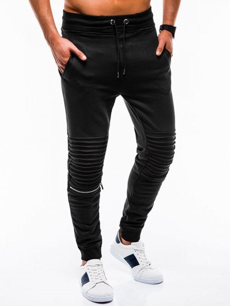 Calça Casual Masculina De Cintura Média Com Bolso Liso