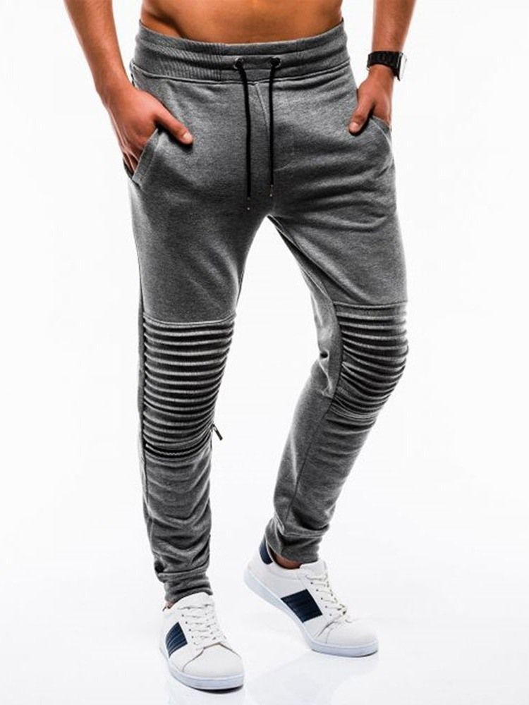 Calça Casual Masculina De Cintura Média Com Bolso Liso