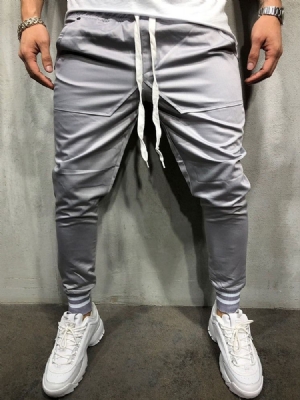 Calça Casual Masculina Colorida Patchwork Estilo Europeu