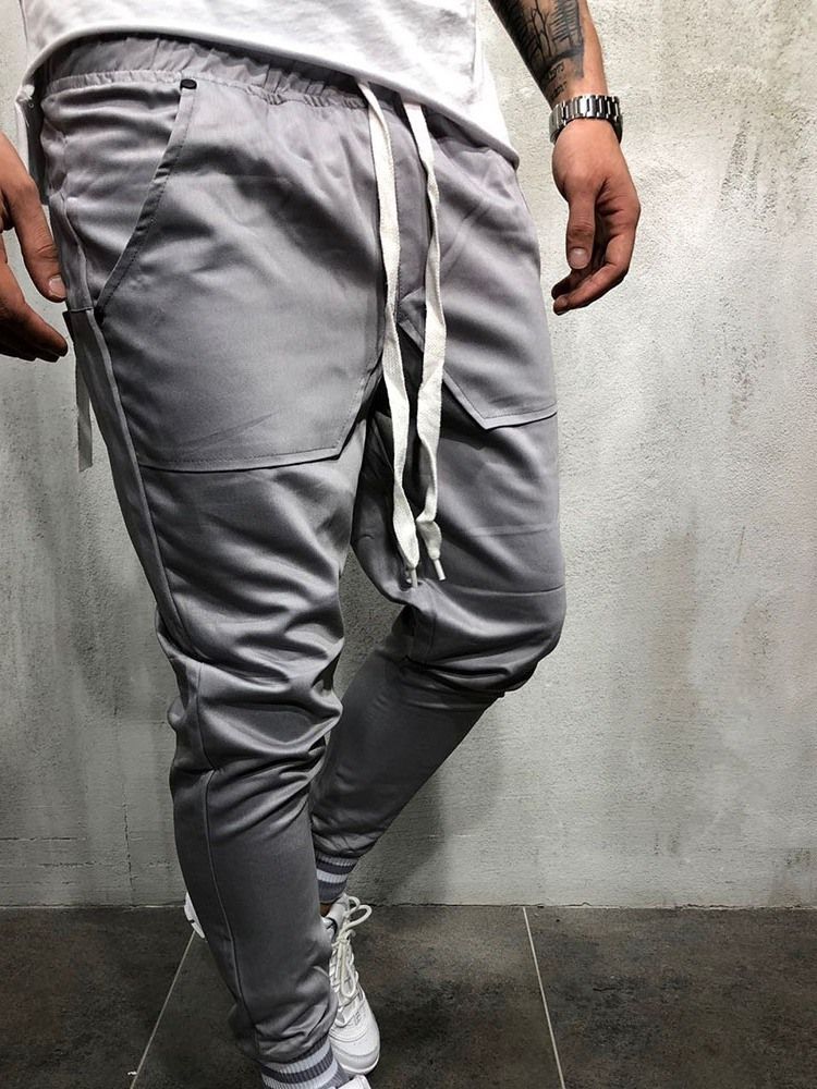 Calça Casual Masculina Colorida Patchwork Estilo Europeu