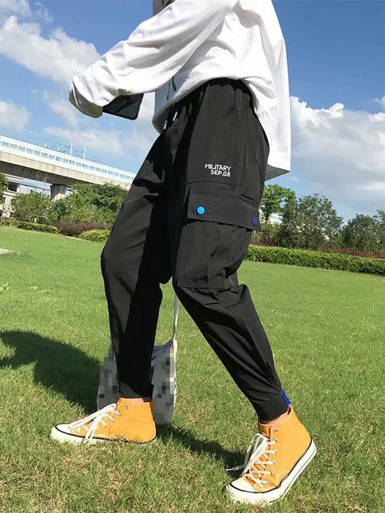Calça Casual Masculina Com Bolso Carta