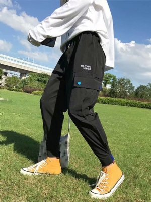 Calça Casual Masculina Com Bolso Carta